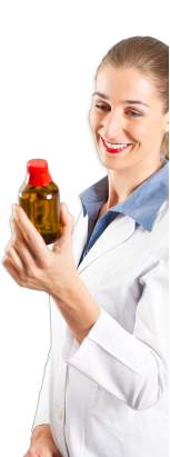 Pharmcist holding a medicine bottle