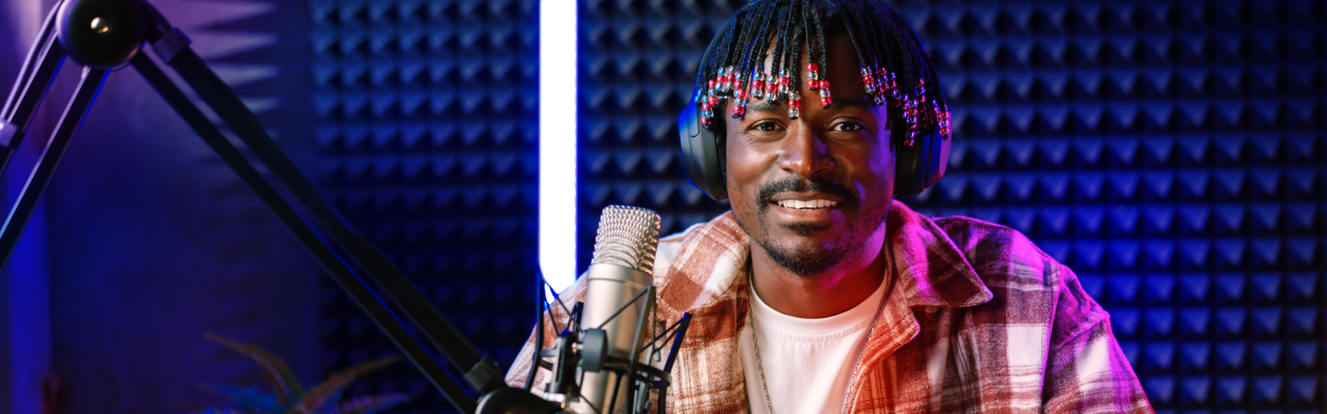 Man doing podcast